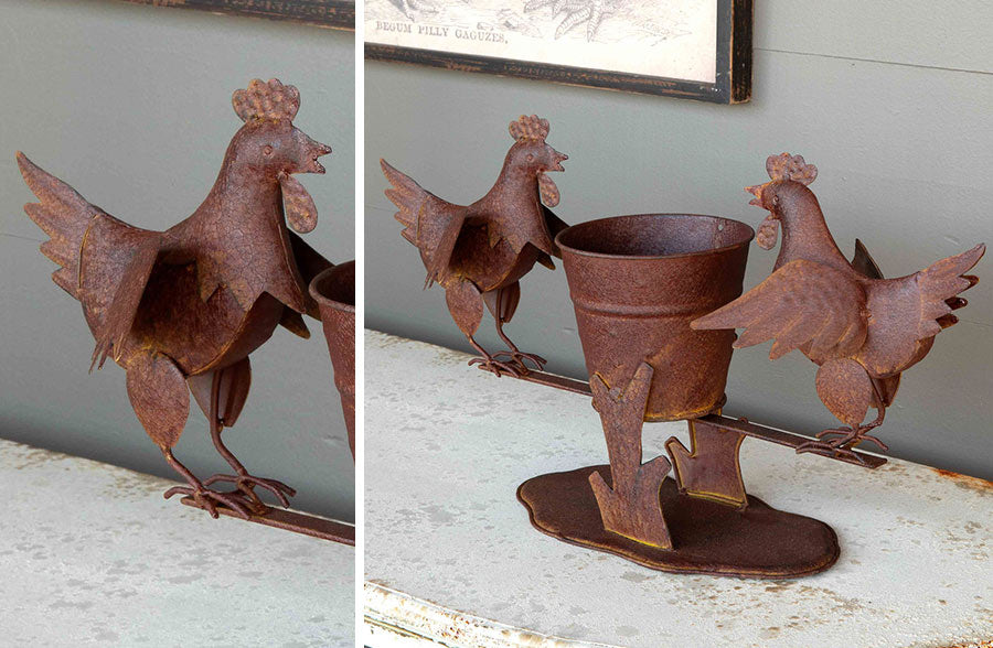 chicken planter pot Chicken Planter | Rustic Finish Metal Chicken Planter