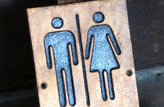 Metal Men and Women Restrooms Wall Plaque