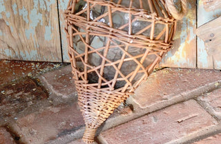 Large Hanging Wicker Wrapped Glass Vase