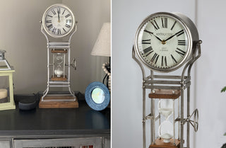 Industrial Standing Clock With Hourglass