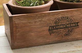 Wooden Herb Box With Handmade Terracotta Pots