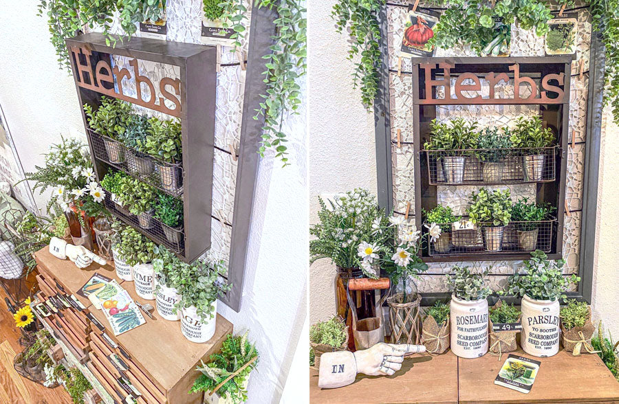 wall rack planter Herb Wall Shelf With Wire Baskets