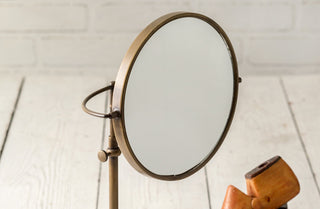 Adjustable Round Brass Vanity Mirror