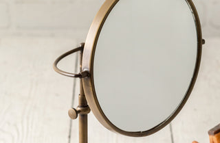 Adjustable Round Brass Vanity Mirror