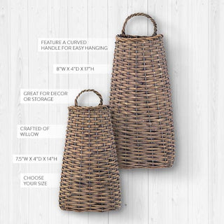 Oblong Hanging Willow Basket, Pick Your Size