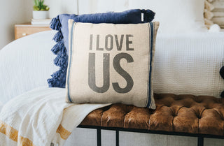 I Love Us Feedsack Pillow