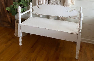 Chippy White Wooden Cottage Bench
