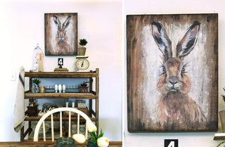 Wooden Framed Bunny Painting