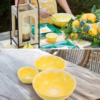 Spring Farmhouse Lemon Serving Bowls, Set of 3