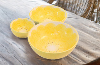 Spring Farmhouse Lemon Serving Bowls, Set of 3