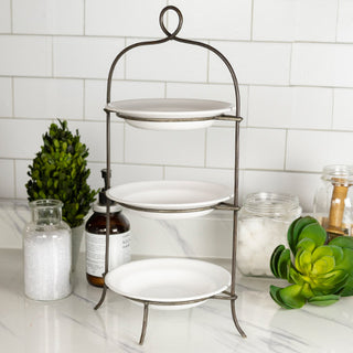 Three Tiered Stand with Enamel Bowls