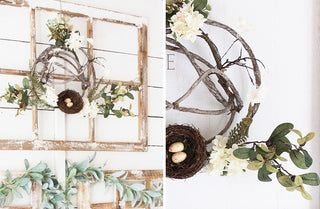 Hydrangea and Bird Nest Vine Wreath