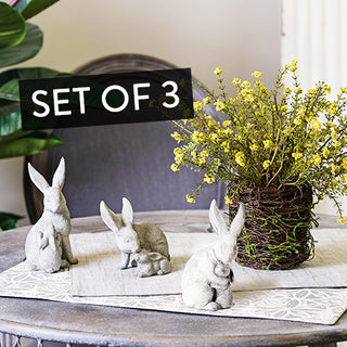 Assorted Bunny Figurines, Set of 3