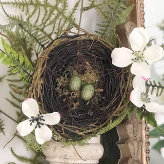 Bird Nest with Fern and Dogwood, Set of 2