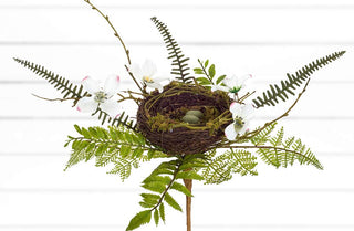 Bird Nest with Fern and Dogwood, Set of 2