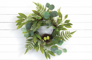 Mixed Foliage w/Nest Wreath 21"D Polyester