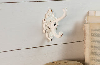 Cast Iron Scalloped Double Wall Hook Set of 2, Pick Your Color