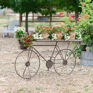 planter bike rack Bicycle Planter | Large Rustic Bicycle Planter