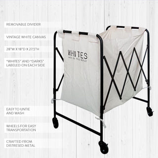 HUGE Whites And Darks Rolling Laundry Cart | DES Exclusive