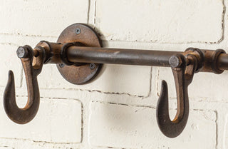 Rusted Finish Metal Coat Rack with Hooks