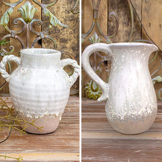 Glazed Earthen Pitcher and Double Handled Vase, Pick Your Style