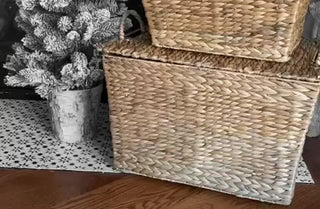 Oversized Woven Hyacinth Baskets with Lids, Set of 3