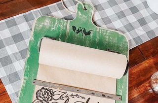 Distressed Green Cutting Board Hanging Note Roll