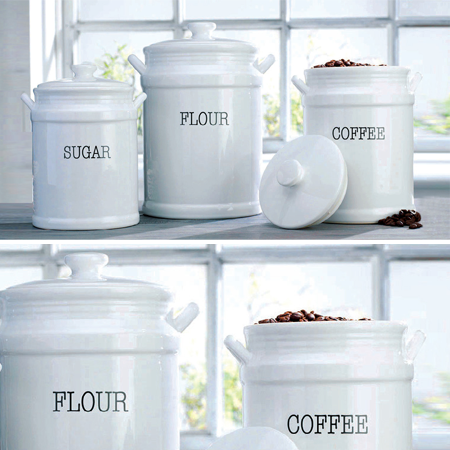 Canister Set for Kitchen Counter, Airtight White Vintage Canisters