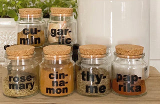 Glass Spice Jars with Cork Lids, Set of 6