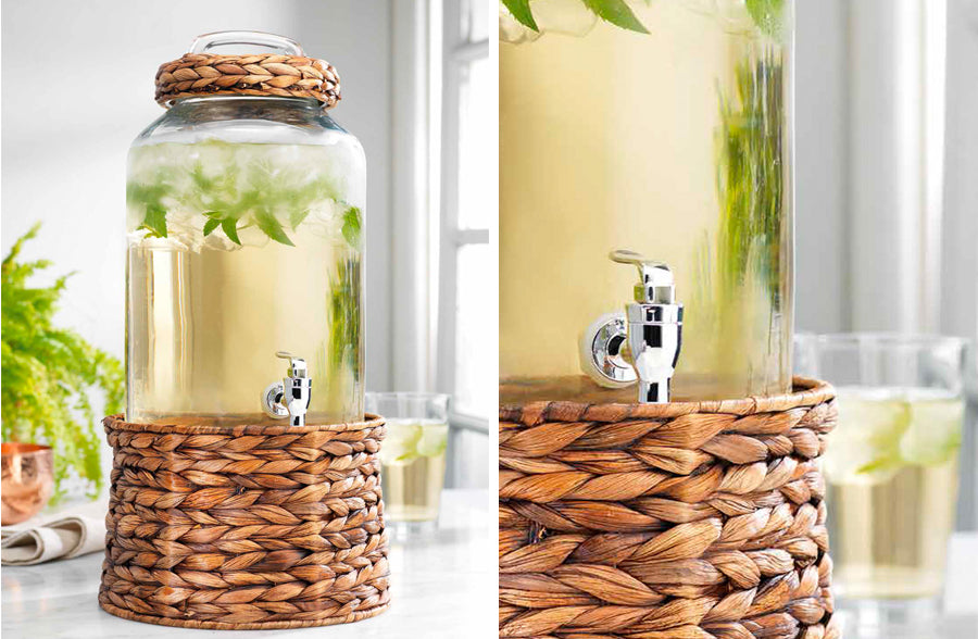 Wicker and Glass Cold Drink Dispenser - Decor Steals
