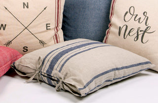 French Navy Striped Throw Pillow