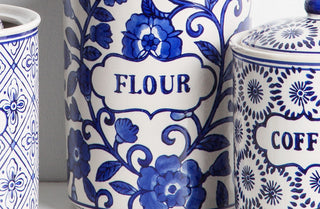 Delftware Inspired Kitchen Canisters, Set of 3