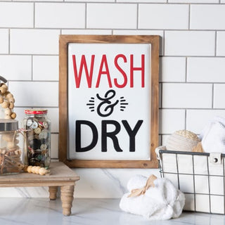 Wooden Framed Wash and Dry Sign