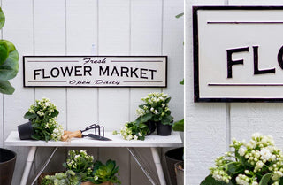 Embossed Metal Flower Market Sign