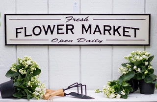 Embossed Metal Flower Market Sign