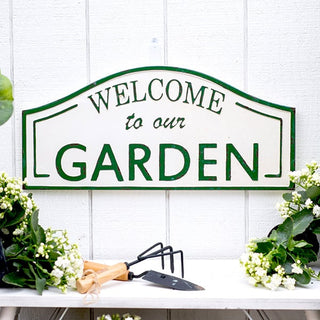 Welcome To Our Garden Embossed Metal Sign