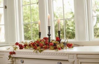 Black Taper Candlesticks with Matching Tray