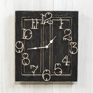 Black Wooden Door Panel Clock