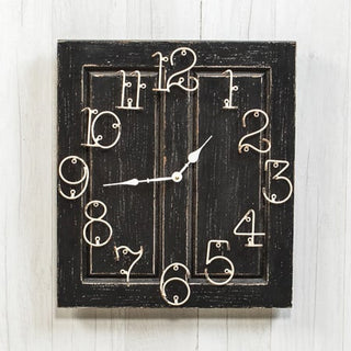 Black Wooden Door Panel Clock