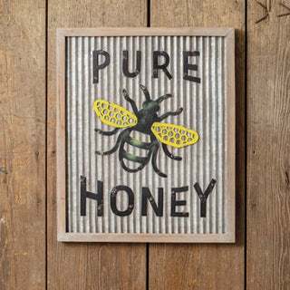 Pure Honey Wood and Metal Wall Sign