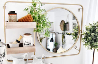 Round Vanity Wall Mirror with Shelving
