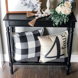 Black Wood Traditional Rectangle Console Table