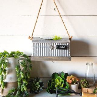 Hanging Corrugated Herb Planter with Scissors
