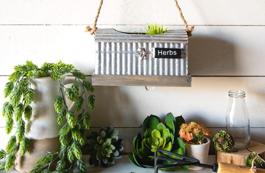 hanging herb planter for kitchen Metal Herb Planter | Metal Herb Planter With Scissors