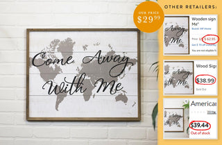 Come Away With Me Framed World Map