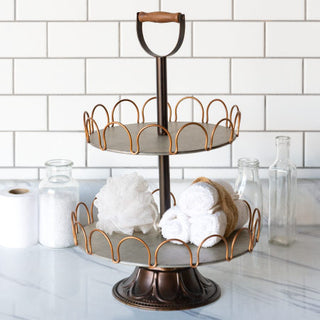 Metal Scalloped Detail Two Tiered Tray