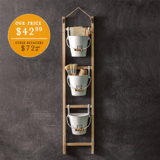 Hanging Ladder with Enamel Planters