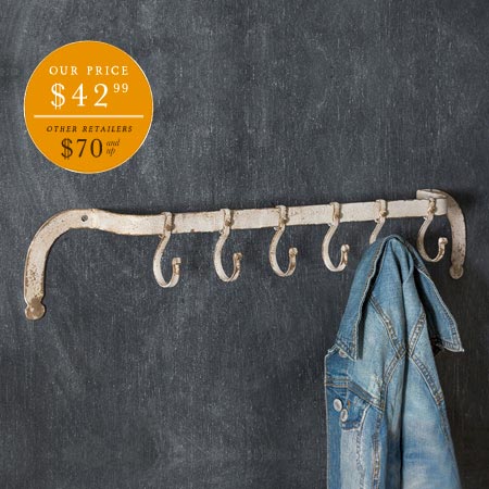 White Wall Rack | Rustic White Wall Rack - Decor Steals