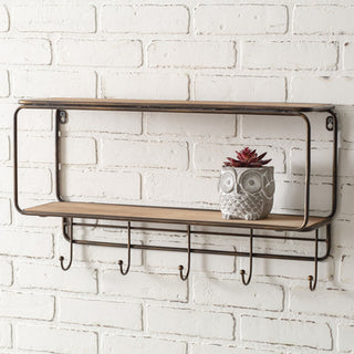 Two-Tier Wall Shelf with Hooks
