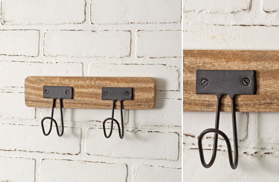 Double Hook Rack | Double Hook Wooden Rack – Decor Steals